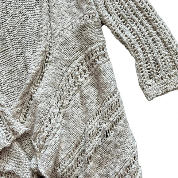 Rafaella Oatmeal Open Knit Waterfall Cardigan M - Picture 2 of 3